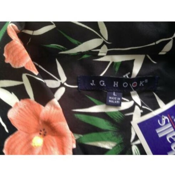 NWT Men's Black Floral Hawaiian Camp Shirt L - Picture 4 of 5